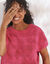 Pull maille crochet, uni (rose)