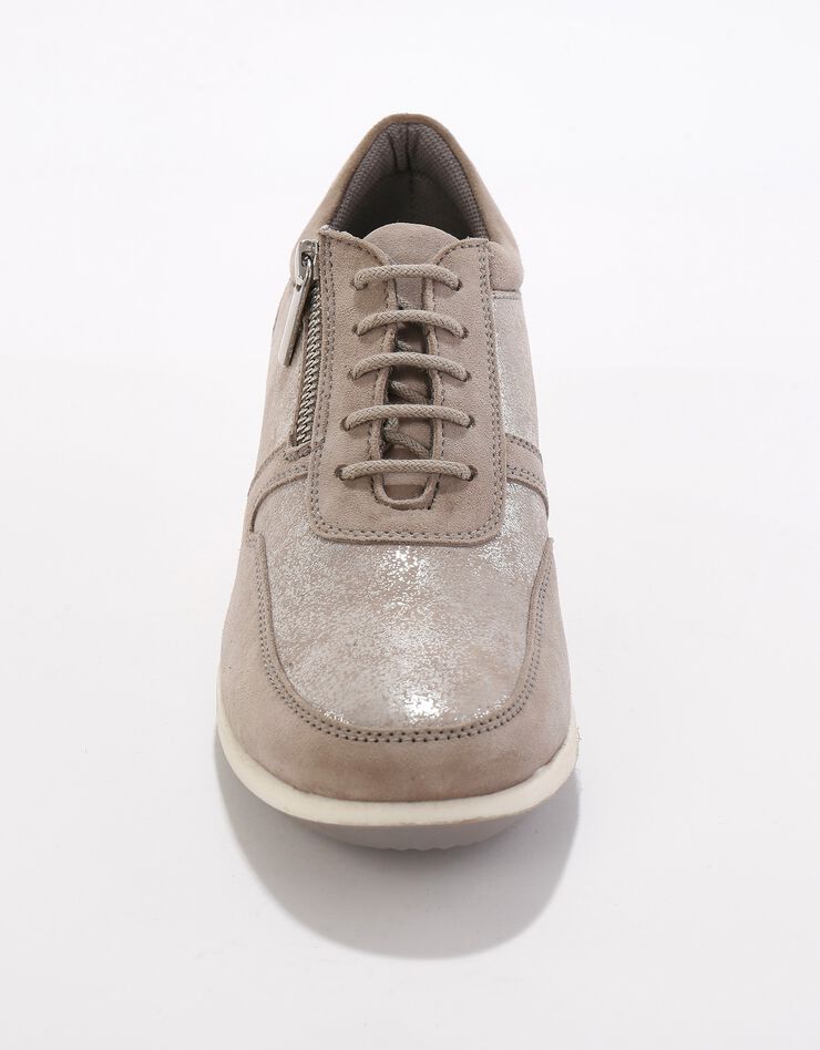 Baskets zippées compensées en cuir femme (gris clair)