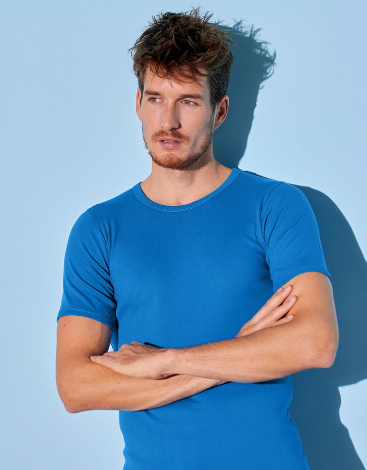 Tee-shirt sous-vêtement homme col rond - lot de 3 (bleu)