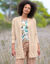 Gilet long porter ouvert, 2 poches, maille anglaise (beige)