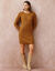 Robe-pull chinée manches longues, épaule boutonnée (havane chiné)
