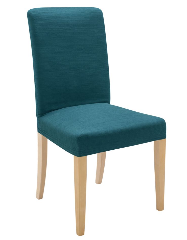 Housse chaise unie extensible - housse intégrale ou assise seule (bleu canard)