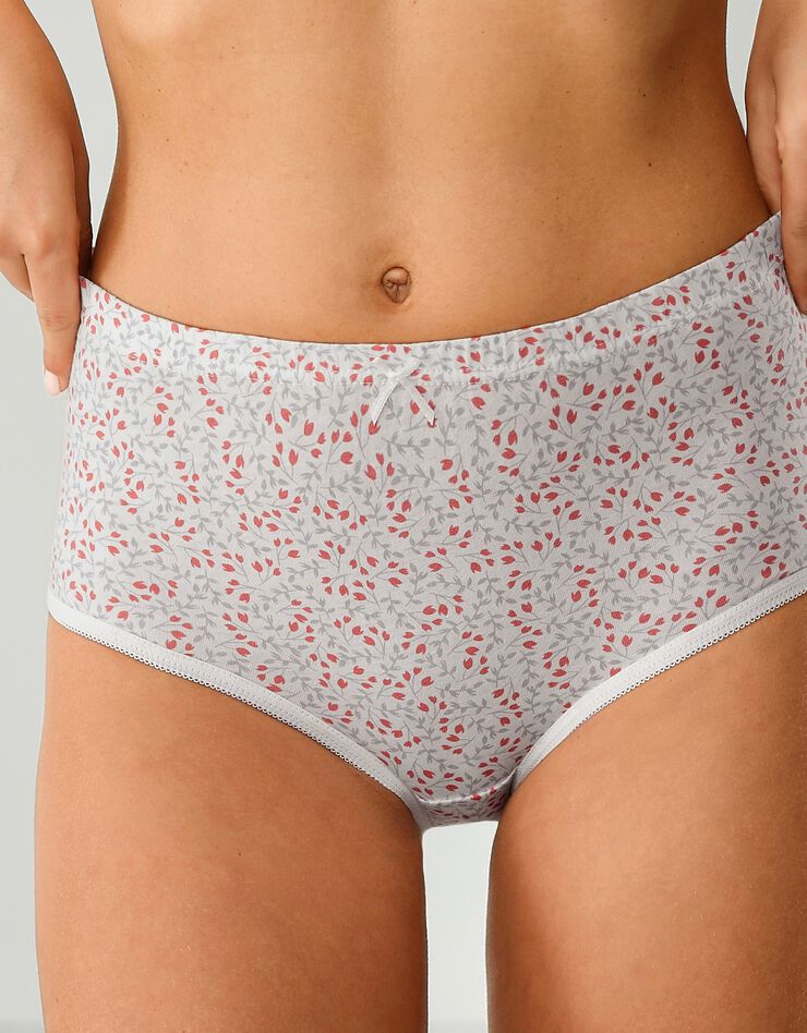 Culotte coton maxi imprimée fleurs - lot de 6 (abricot / ivoire) Culotte coton maxi imprimée fleurs - lot de 6 (abricot / ivoire)