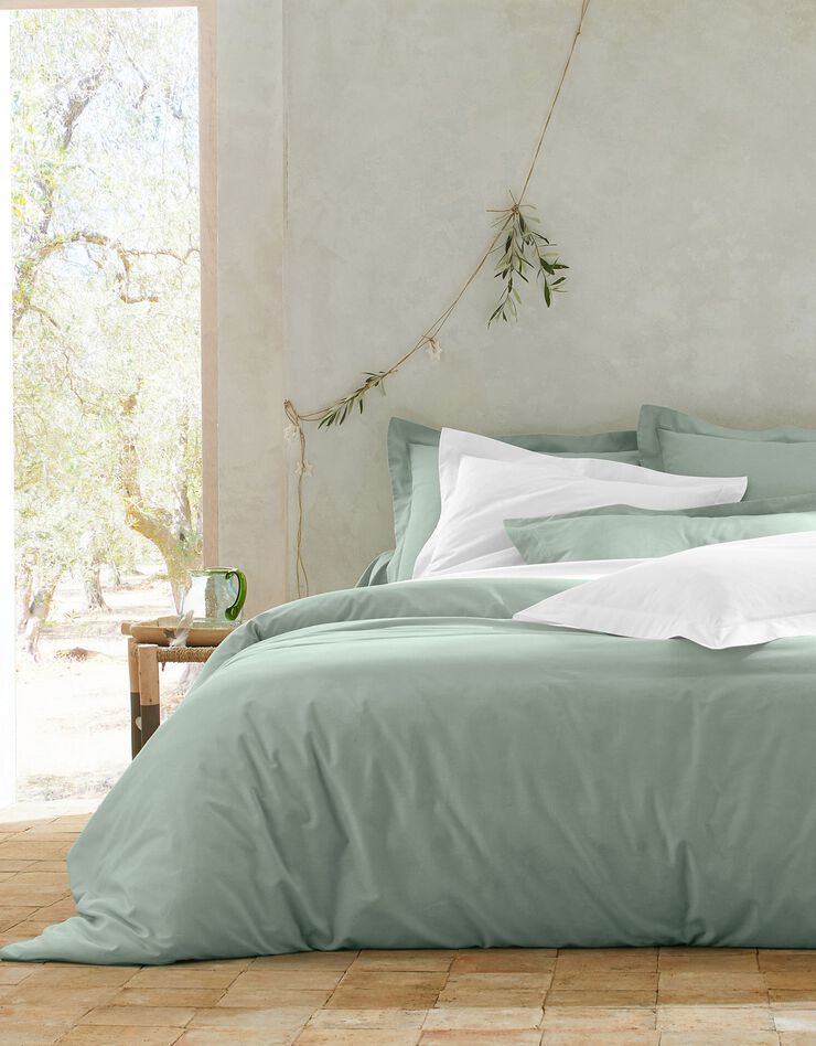 Linge de lit uni polycoton (vert amande)