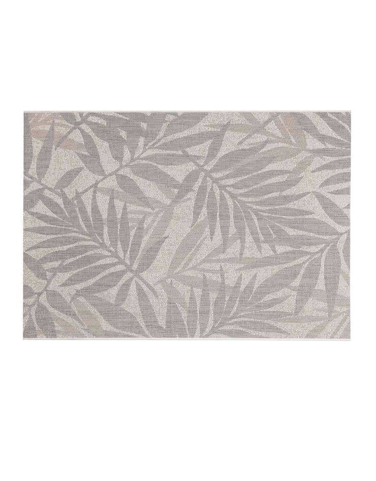 Tapis décoratif rectangulaire, imprimé feuilles de palmier (gris)