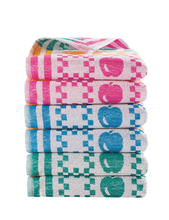 Essuie-mains &eacute;ponge grande taille Pommes du verger - lots (multicolore)