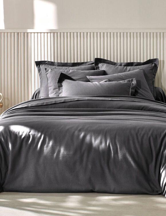 Linge de lit uni flanelle (anthracite)