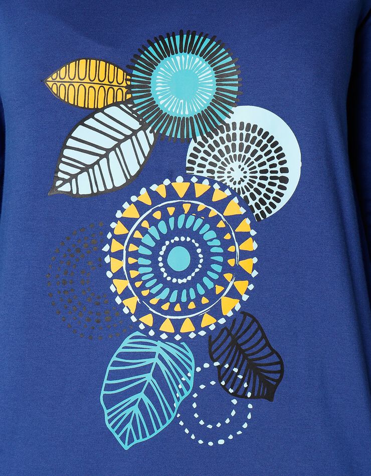 Pyjama manches longues motif "rosaces" (bleu dur)