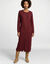 Robe pull longue boutonn&eacute;e, manches longues (bordeaux)