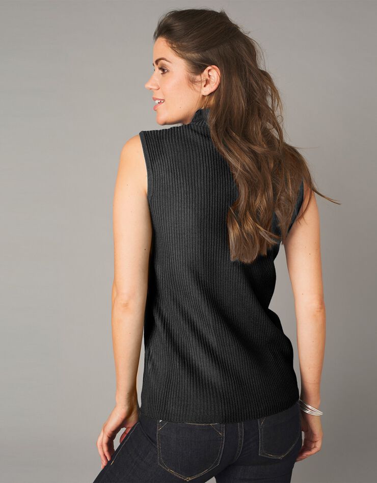 Pull sans manches maille côtelée (noir) Pull sans manches maille côtelée (noir)