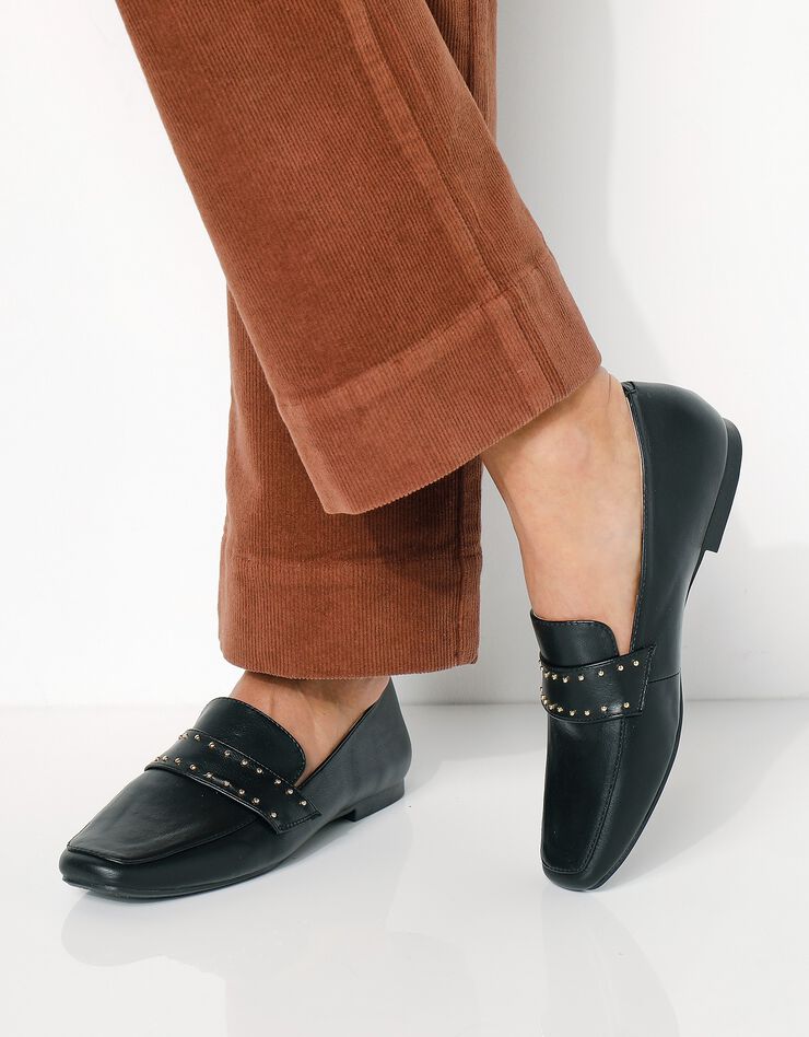 Mocassins cloutés à bout carré (noir)