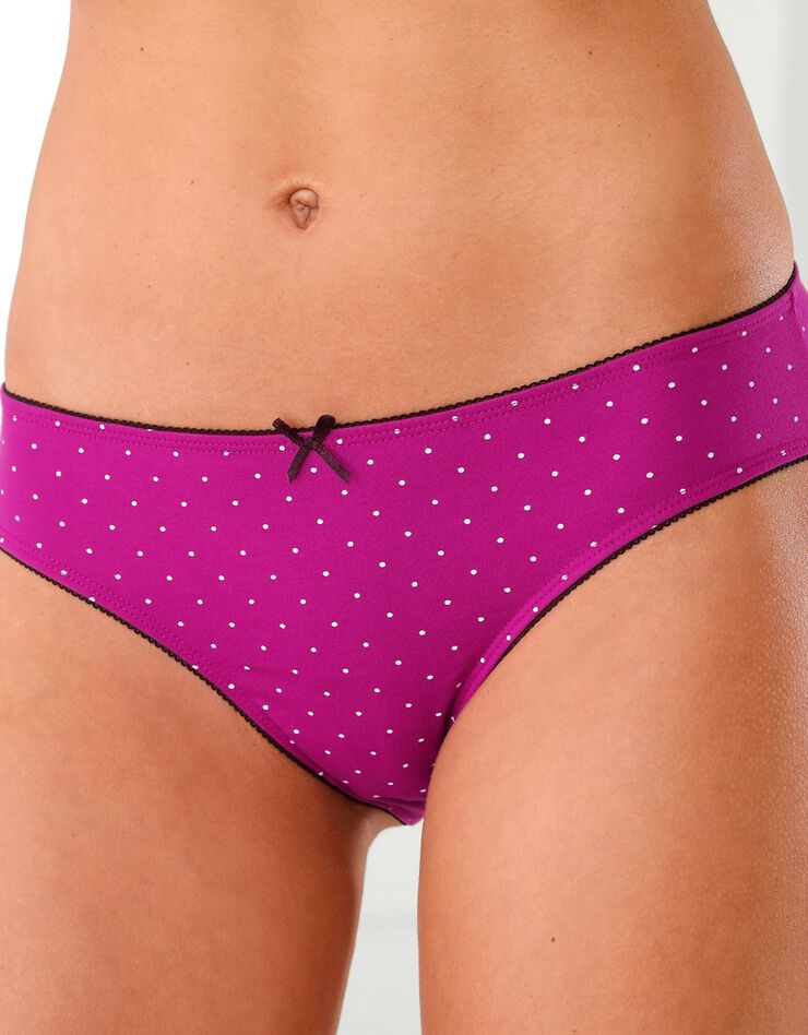 Culotte midi coton imprimé gamme "flocons" - lot de 4 (prune / fuchsia) Culotte midi coton imprimé gamme "flocons" - lot de 4 (prune / fuchsia)