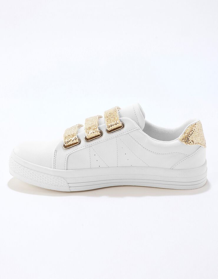 Tennis scratchées effet croco femme - blanc/doré (blanc / doré) Tennis scratchées effet croco femme - blanc/doré (blanc / doré)