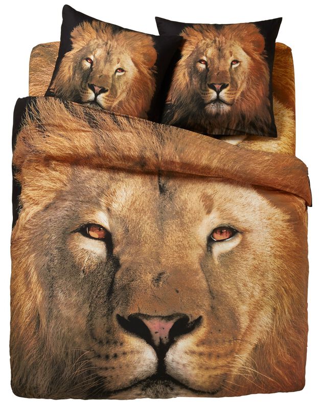Linge de lit Leo en coton imprimé lion (beige)