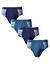 Slip fermé élastiqué taille haute rayures fil teint - lot de 4 (marine / jeans)