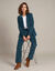 Pantalon large velours (bleu fonc&eacute;)