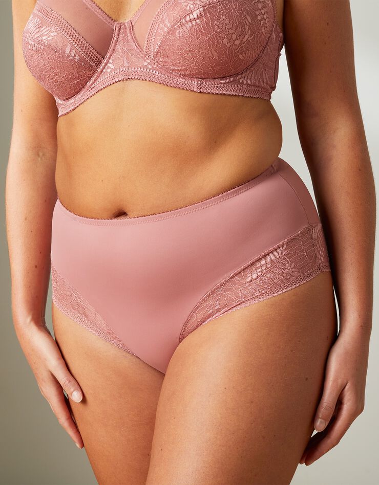 Culotte haute dentelle et microfibre Camana - lot de 2 (bois de rose) Culotte haute dentelle et microfibre Camana - lot de 2 (bois de rose)