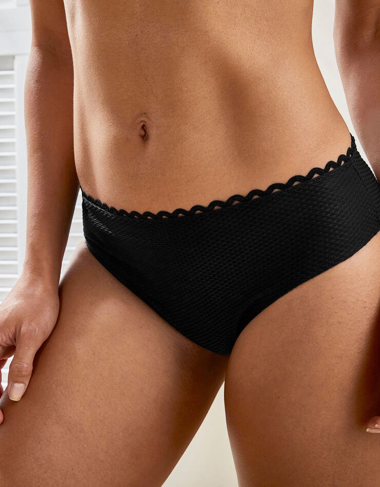 Cullotte de bain midi maille nid d'abeille Vilorio (noir)