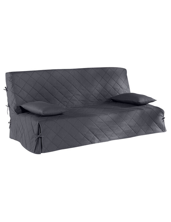 Housse clic-clac standard matelassée coton bachette uni (gris anthracite)