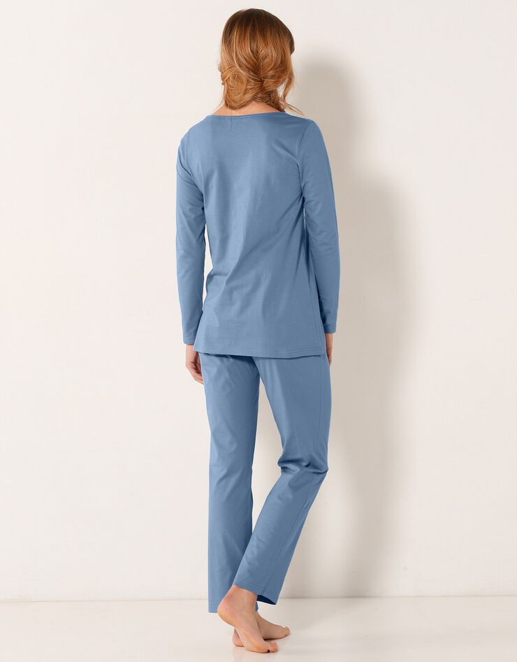 Pyjama manches longues imprimé couple chats (bleu) Pyjama manches longues imprimé couple chats (bleu)
