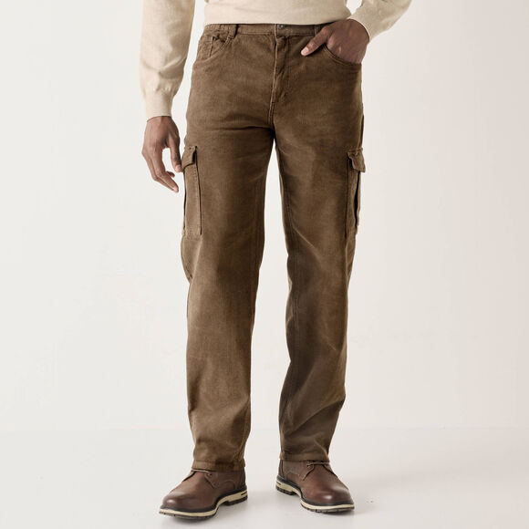 Pantalon cargo velours fines côtes élastiqué côtés - entrej. 82 cm (taupe)