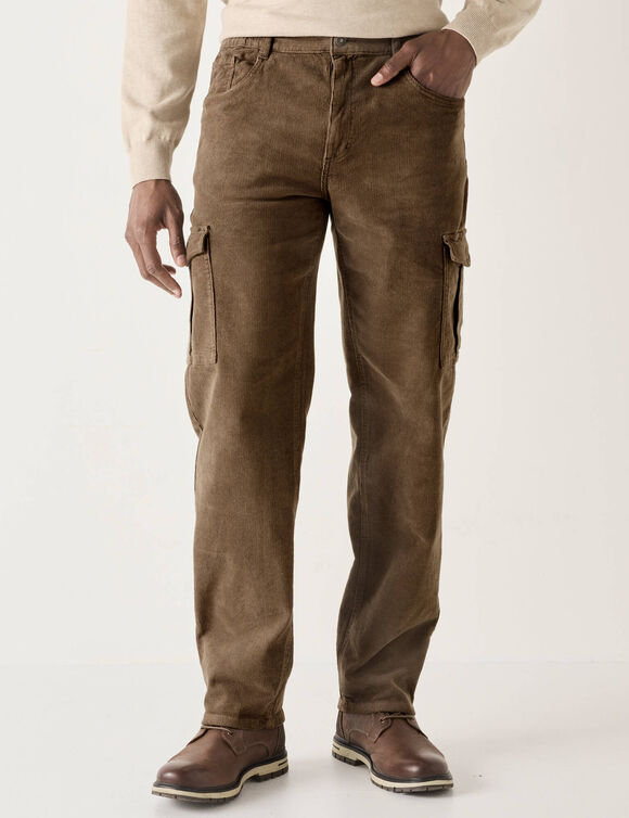 Pantalon cargo velours fines côtes élastiqué côtés - entrej. 82 cm (taupe)