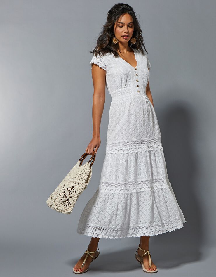 Robe longue dentelle macramé (blanc cassé) Robe longue dentelle macramé (blanc cassé)