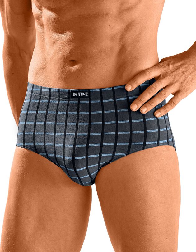 Slip fermé taille haute imprimé carreaux - lot de 6 (bleu / gris / rouge)