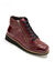 Boots cuir zippées et lacées grande largeur, motifs zébrés (bordeaux)