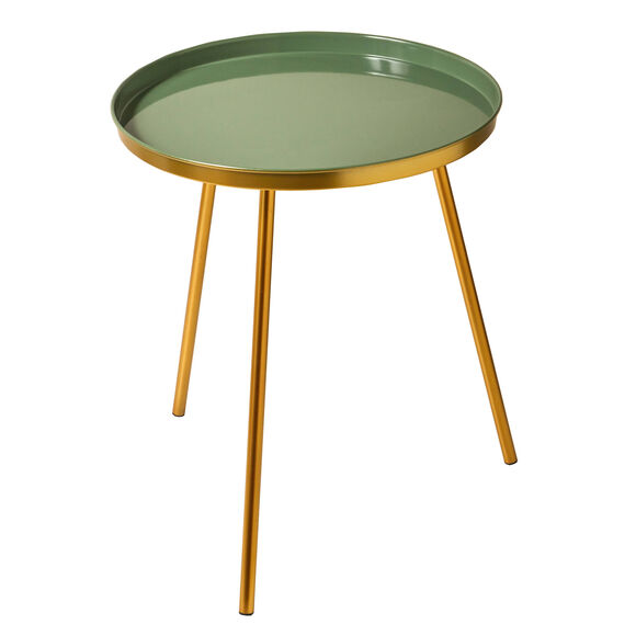 Table d'appoint laqu&eacute;e ronde (vert/dor&eacute;)