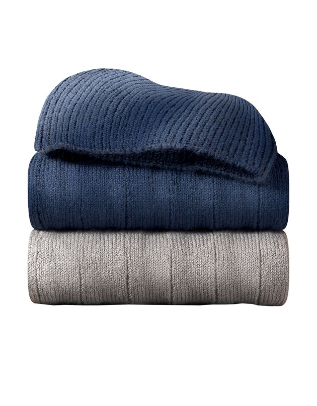 Mi-chaussettes non comprimantes - lot de 2 paires (marine + gris clair)