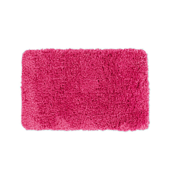 Tapis de bain uni moelleux microfibre (framboise)