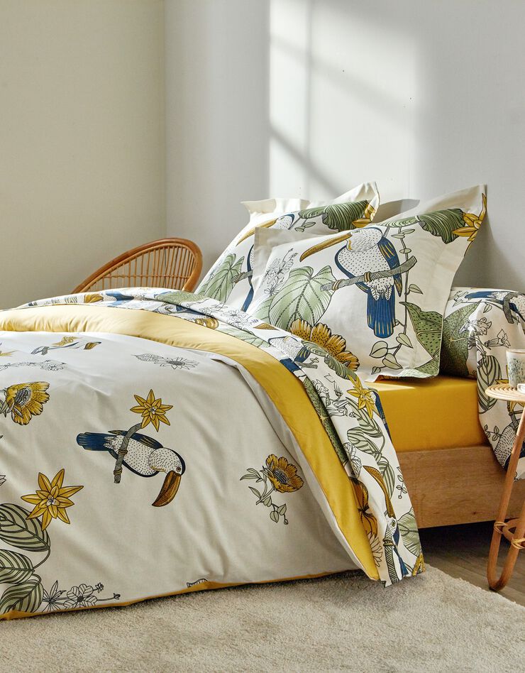 Linge de lit Toco en coton imprimé (kaki)
