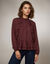 Blouse volant&eacute;e, manches longues blousantes, voile (bordeaux)