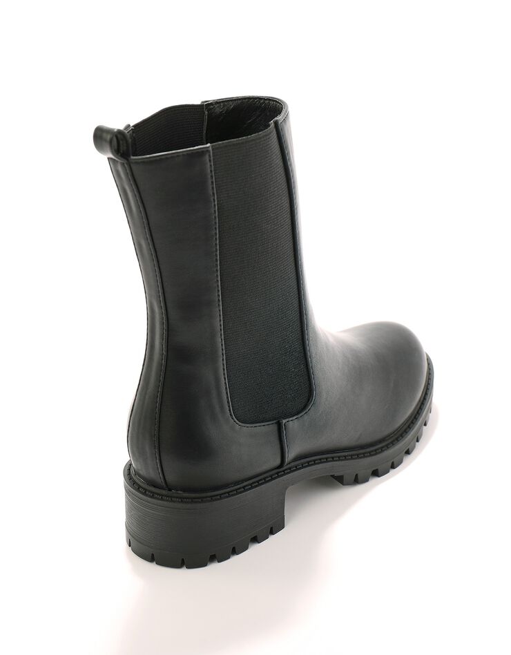 Boots montantes élastiquées à large semelle crantée  (noir)