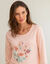 Pyjama en coton motif plac&eacute; fleurs manches longues  (rose p&acirc;le)