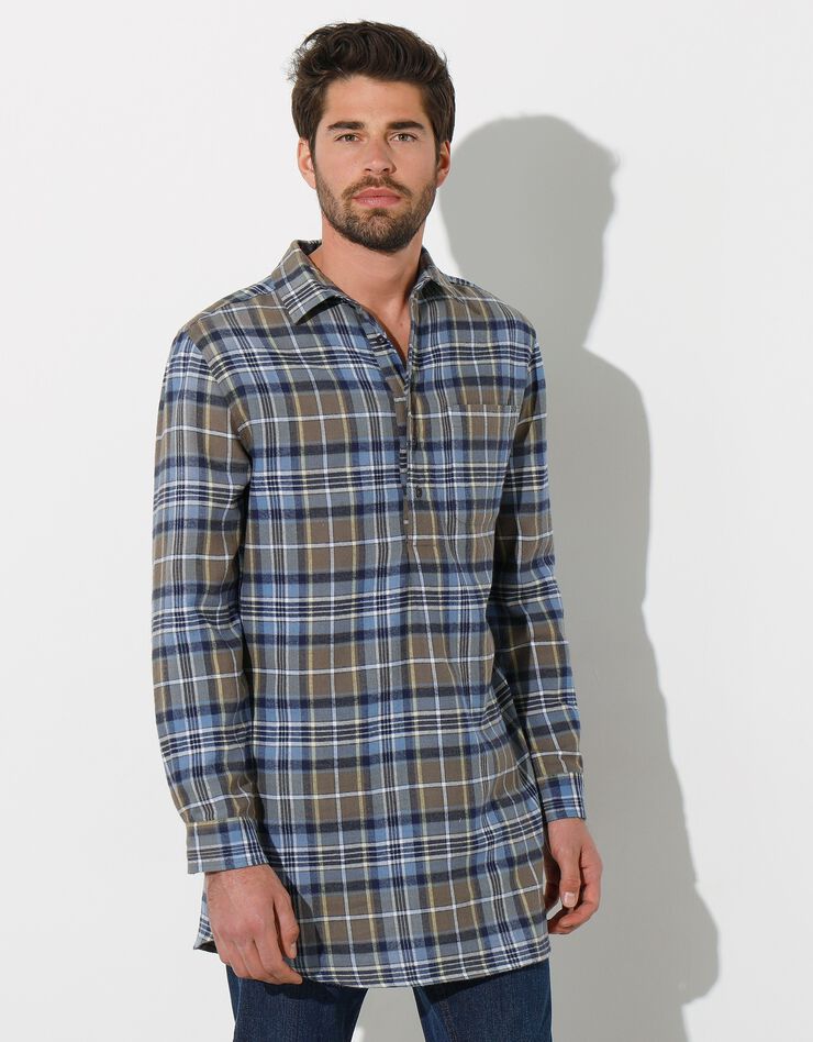 Chemise extra-longue carreaux flanelle (kaki) Chemise extra-longue carreaux flanelle (kaki)