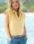 Blouse à carreaux, manches courtes à revers (mimosa)