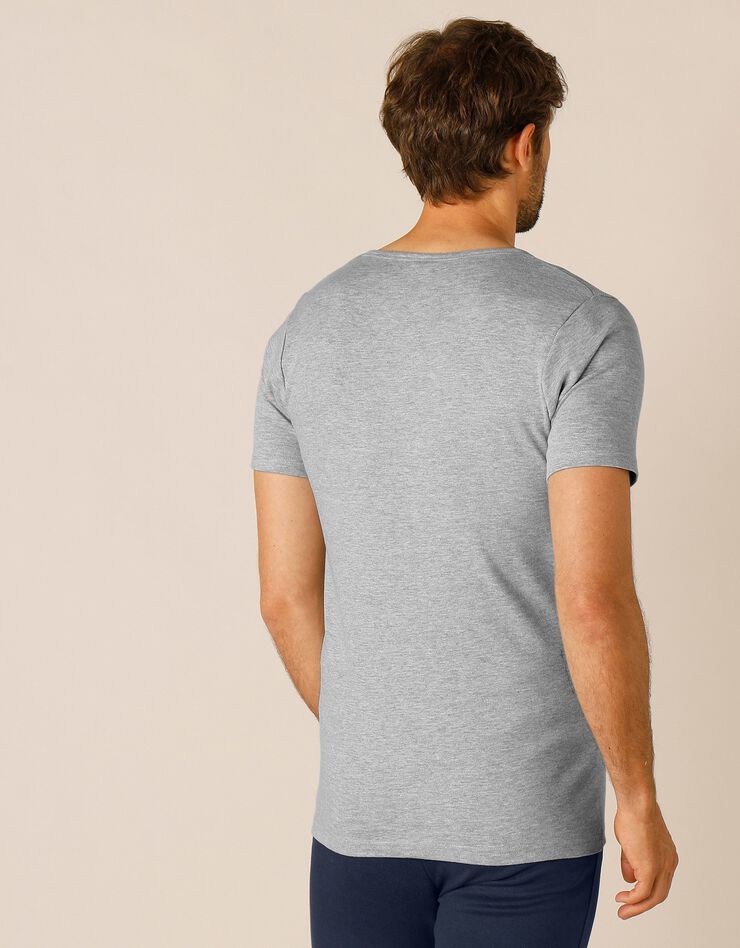 Tee-shirt sous-vêtement homme col V manches courtes coton - lot de 2 (gris)