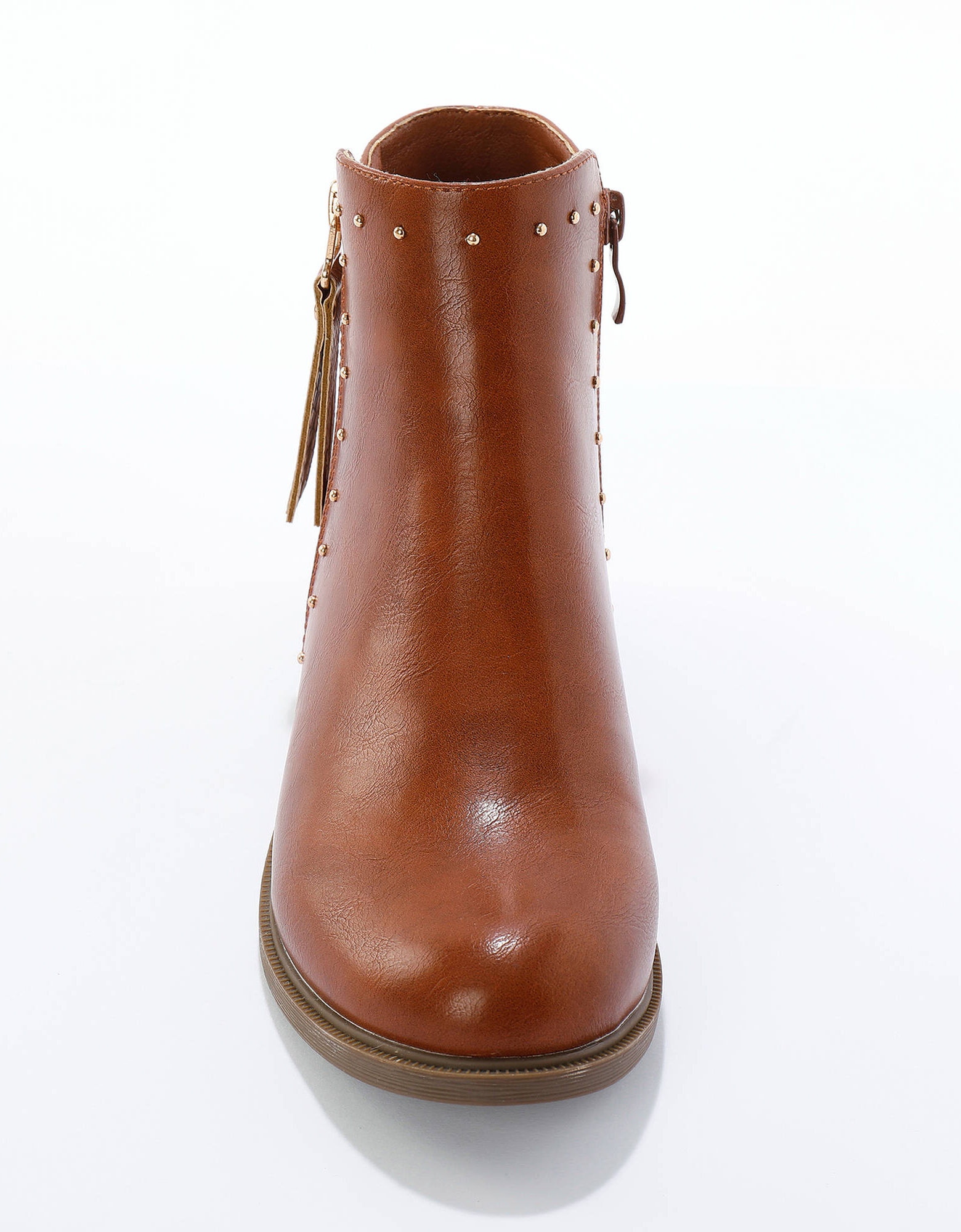 Bottes zippées en cuir avec brides noir fille | La Halle