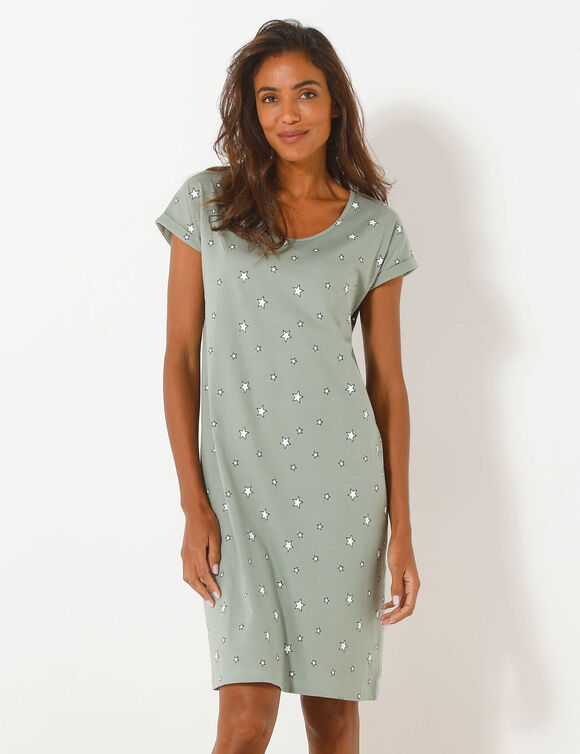 Chemise de nuit imprim&eacute; ville &eacute;toil&eacute;e - lot de 2 (kaki + rose)