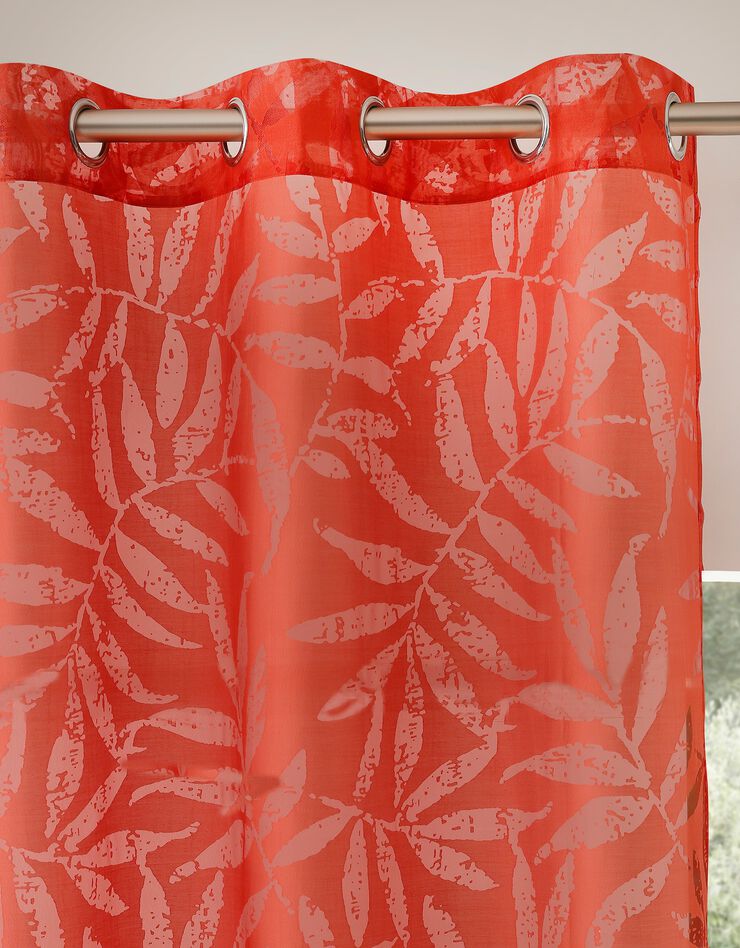 Panneau voile dévoré motif feuillage (terracotta)