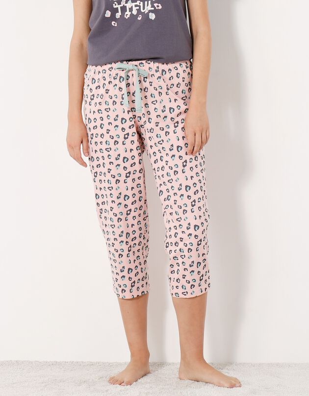 Pantacourt pyjama imprimé "Beautiful" (rose)