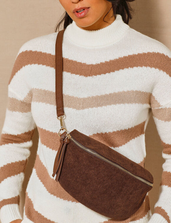 Sac banane en velours côtelé  (chocolat)