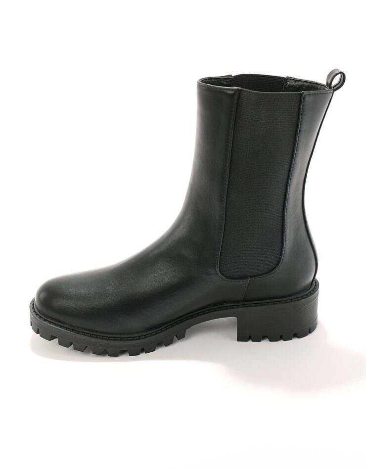 Boots montantes élastiquées à large semelle crantée  (noir)