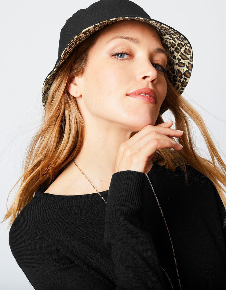 Chapeau réversible imperméable (léopard / noir) Chapeau réversible imperméable (léopard / noir)