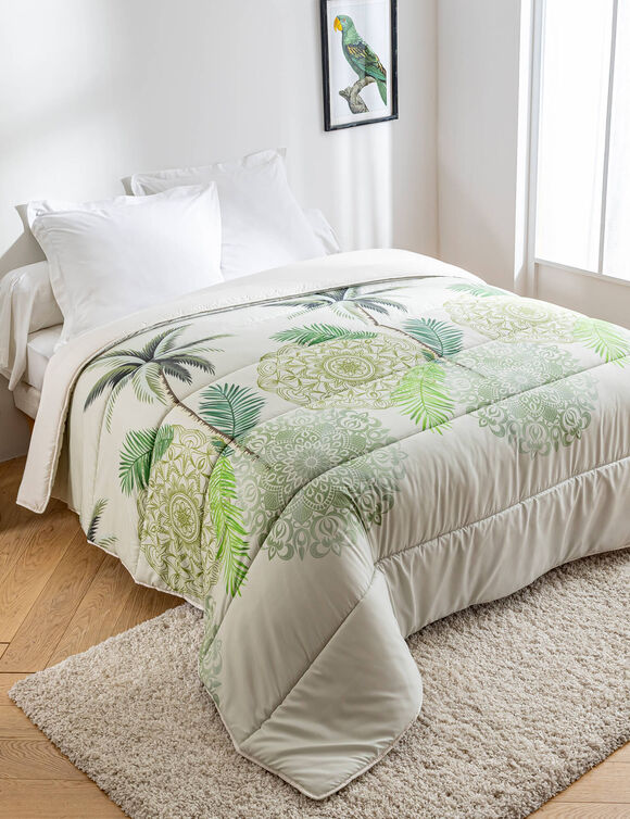  Couette microfibre imprimée feuilles tropicales 200 g/m² (vert)