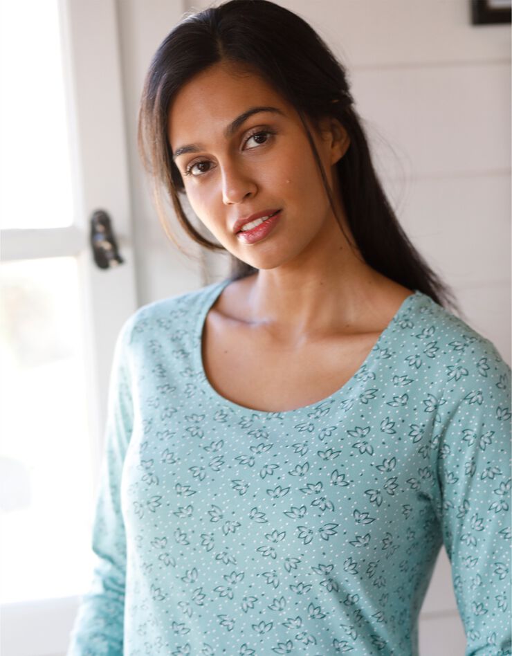 Tee-shirt imprimé manches longues jersey coton bio (vert) Tee-shirt imprimé manches longues jersey coton bio (vert)