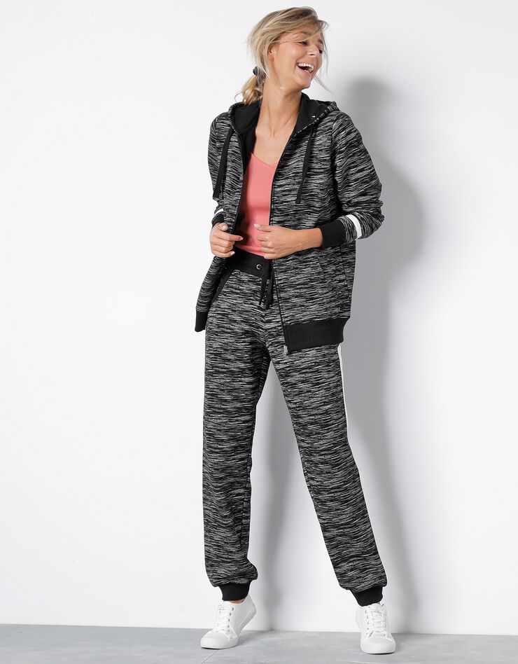 Pantalong jogging bicolore imprimé chiné (noir chiné / blanc) Pantalong jogging bicolore imprimé chiné (noir chiné / blanc)