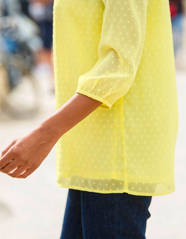 Blouse macramé unie, voile plumetis (citron) Blouse macramé unie, voile plumetis (citron)